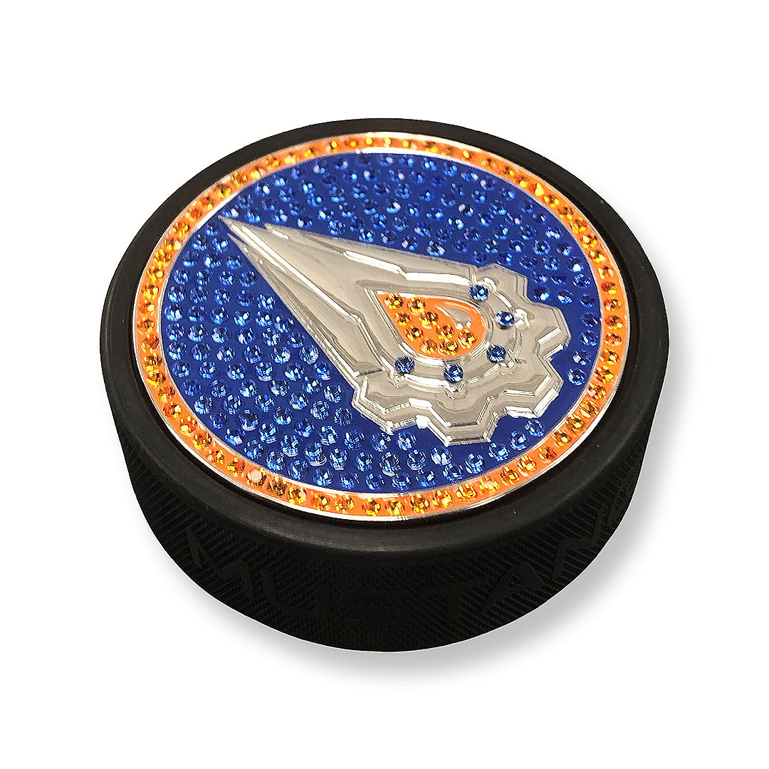 Edmonton Oilers Swarovski Crystal Reverse Retro Logo Medallion Puck