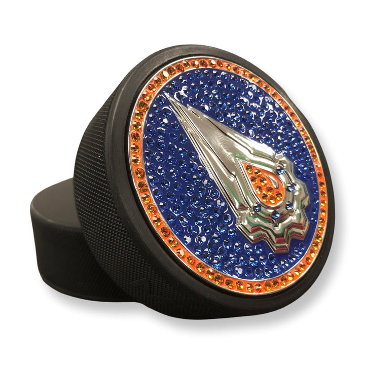 Edmonton Oilers Swarovski Crystal Reverse Retro Logo Medallion Puck