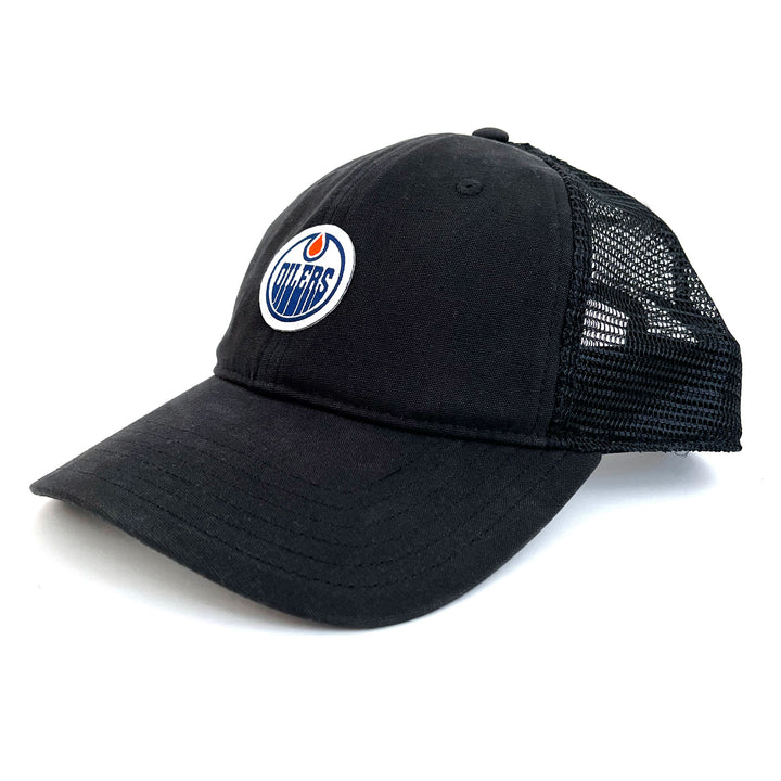 Edmonton Oilers Sportiqe Black Timber Meshback Slouch Snapback Hat
