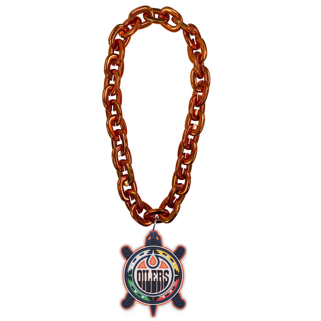 Edmonton Oilers Orange Turtle Island Logo Fan Chain Necklace