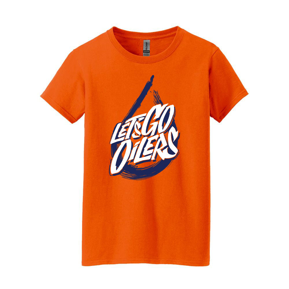 Edmonton Oilers Women's 2023 Stanley Cup Playoffs "Let's Go Oilers" Orange T-Shirt