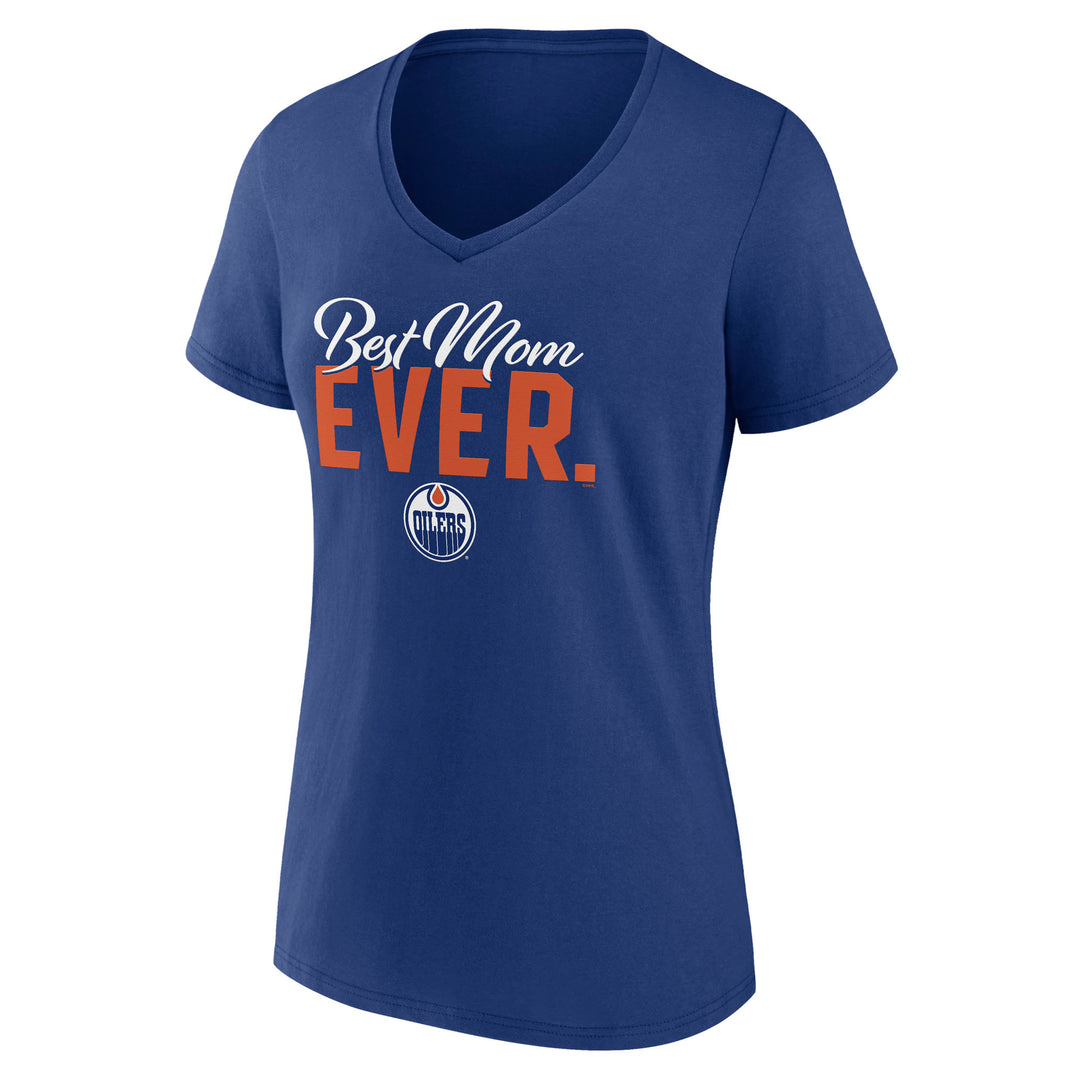 Edmonton Oilers Women's Fanatics Mother's Day "Best Mom Ever" Blue T-Shirt