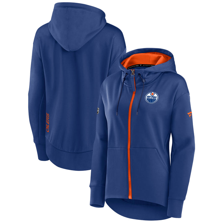 Edmonton Oilers Women's Fanatics Authentic Pro Scuba Cobalt Full Zip Hoodie