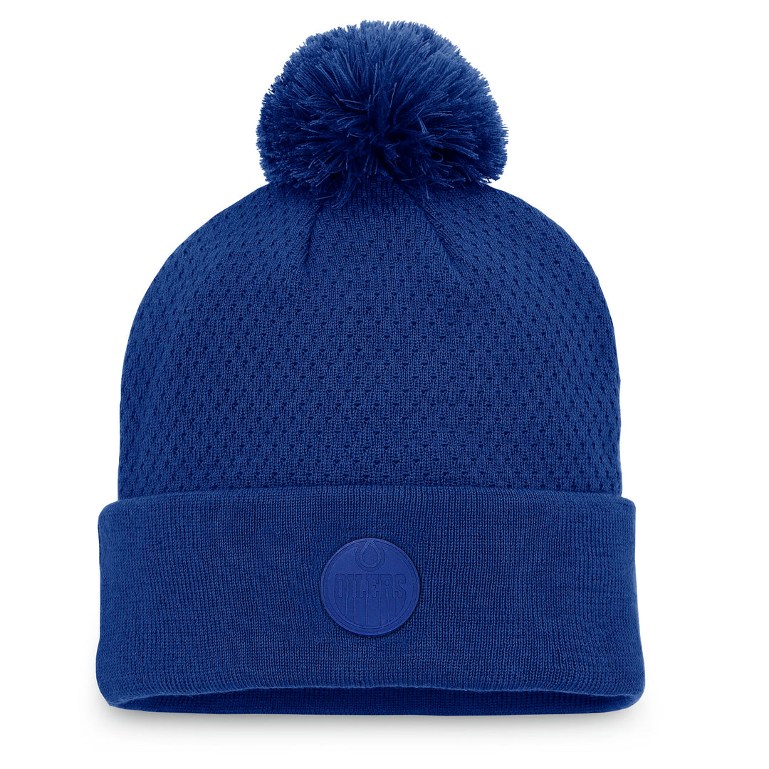 Edmonton Oilers Women's Fanatics Cobalt Rest Recovery Cuffed Toque W/ Pom