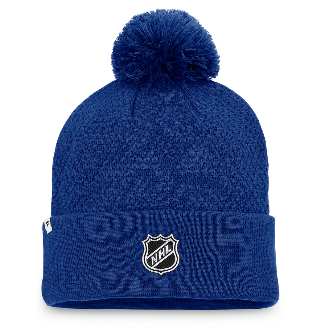 Edmonton Oilers Women's Fanatics Cobalt Rest Recovery Cuffed Toque W/ Pom