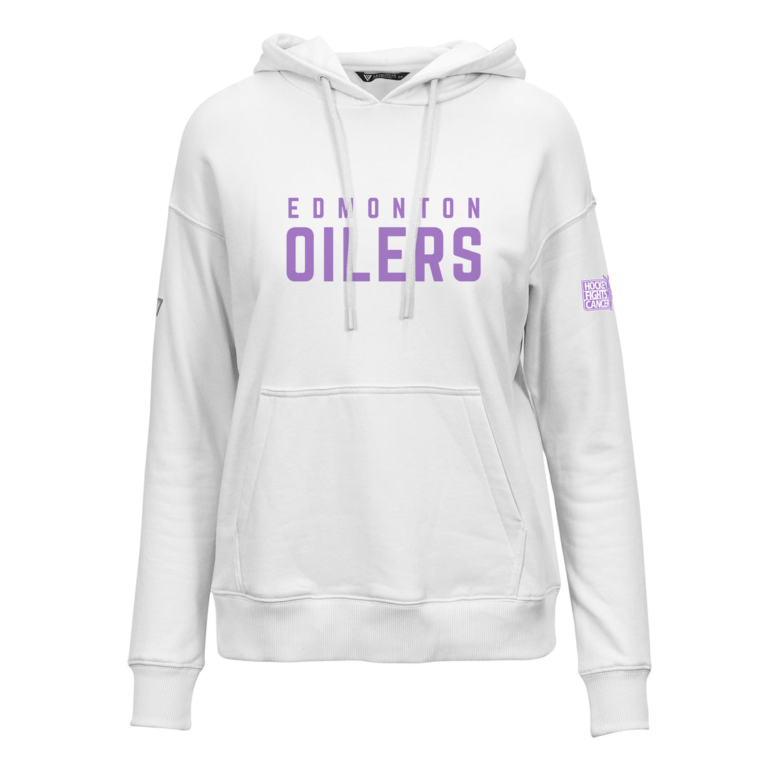 Edmonton Oilers Women's Levelwear White Hockey Fights Cancer Adorn Core Hoodie