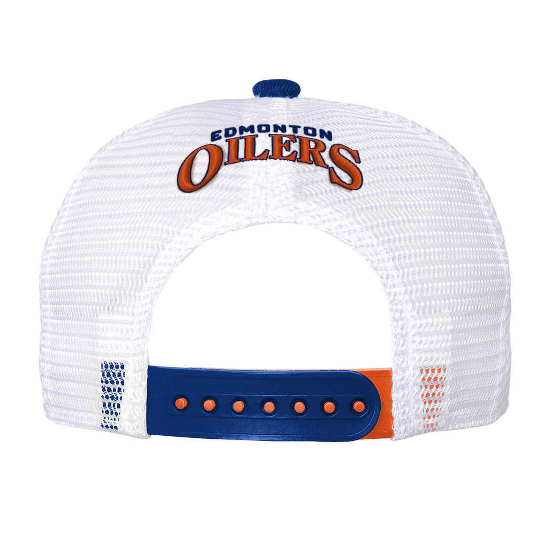 Edmonton Oilers Youth Outerstuff Blue & White Bleachout Trucker Snapback Hat