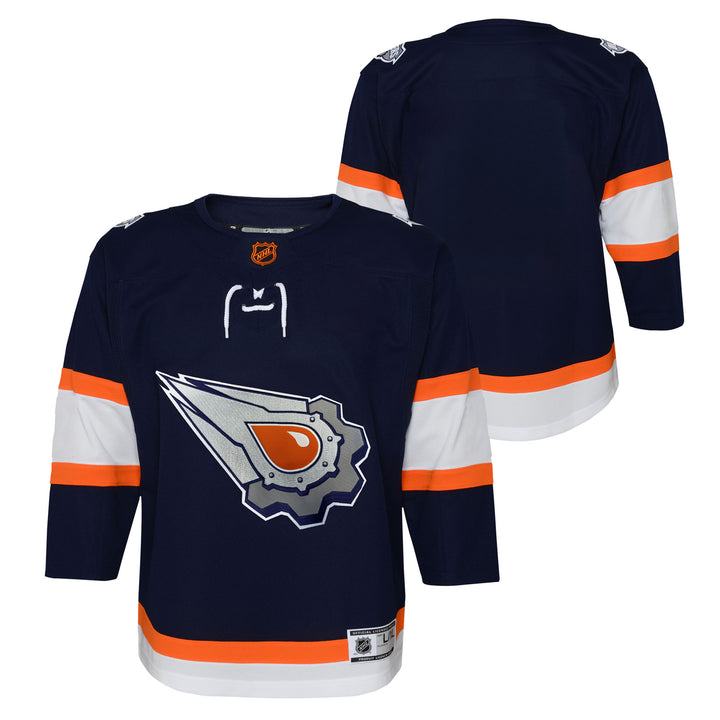 Edmonton Oilers Kids Navy Reverse Retro Blank Jersey