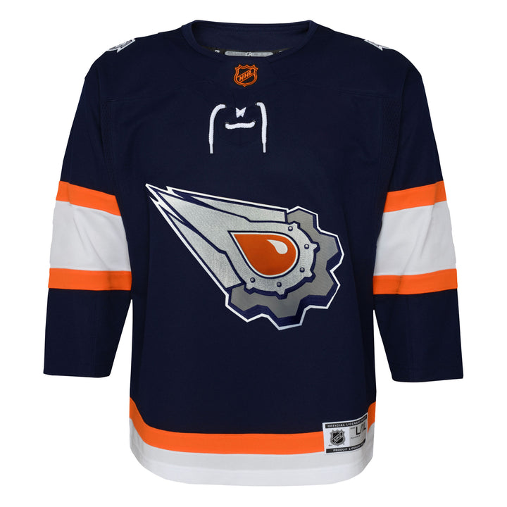Edmonton Oilers Kids Navy Reverse Retro Blank Jersey