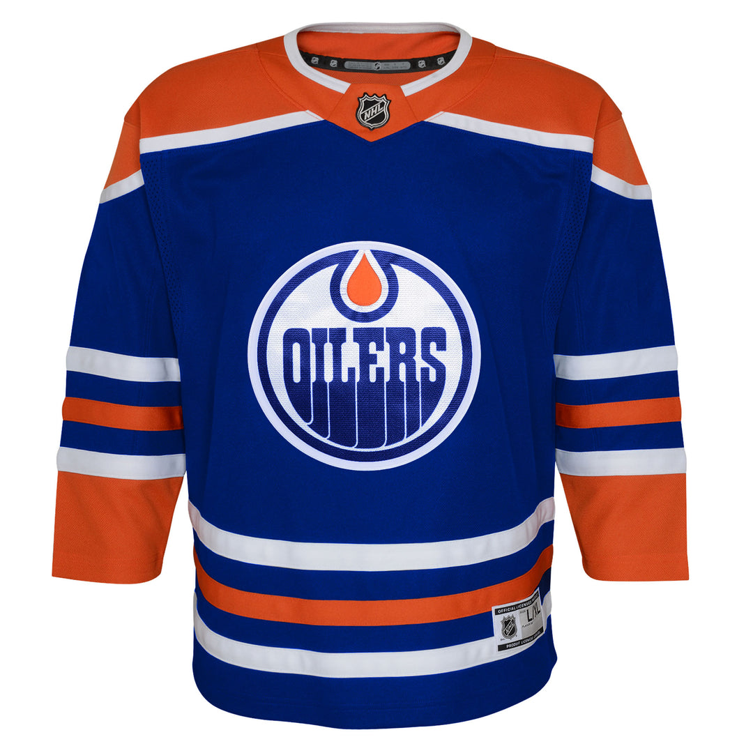 Edmonton Oilers Youth Color Block Rash Guard T-Shirt - Navy/Orange