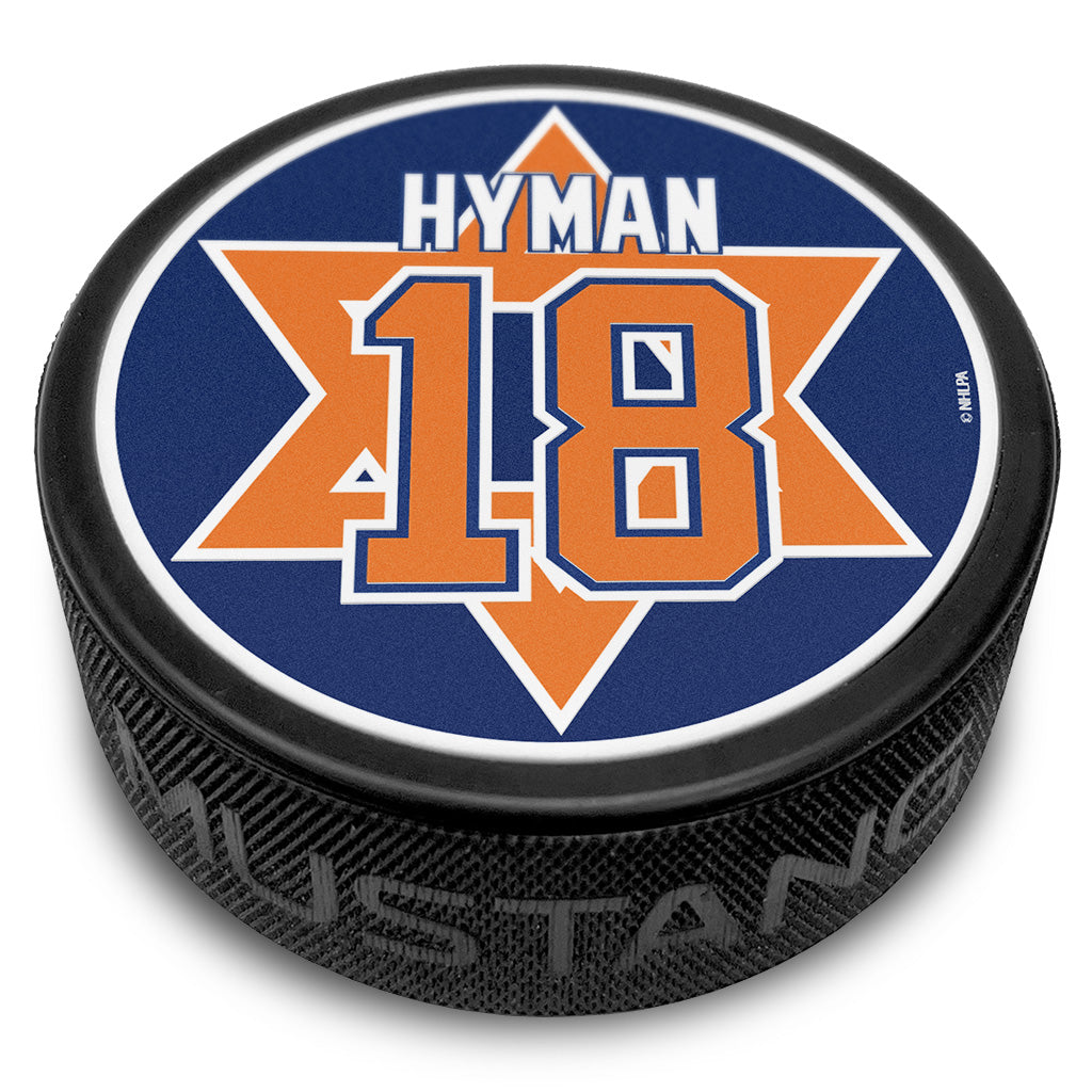 Zach Hyman Edmonton Oilers "Jewish Heritage Night" Star of David Textured Collector's Puck
