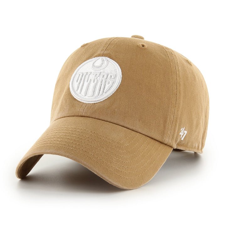 Edmonton Oilers '47 Khaki & White Clean Up Adjustable Hat