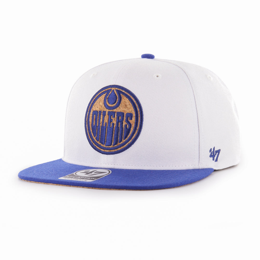 Edmonton Oilers '47 White & Blue Corkscrew Snapback Hat