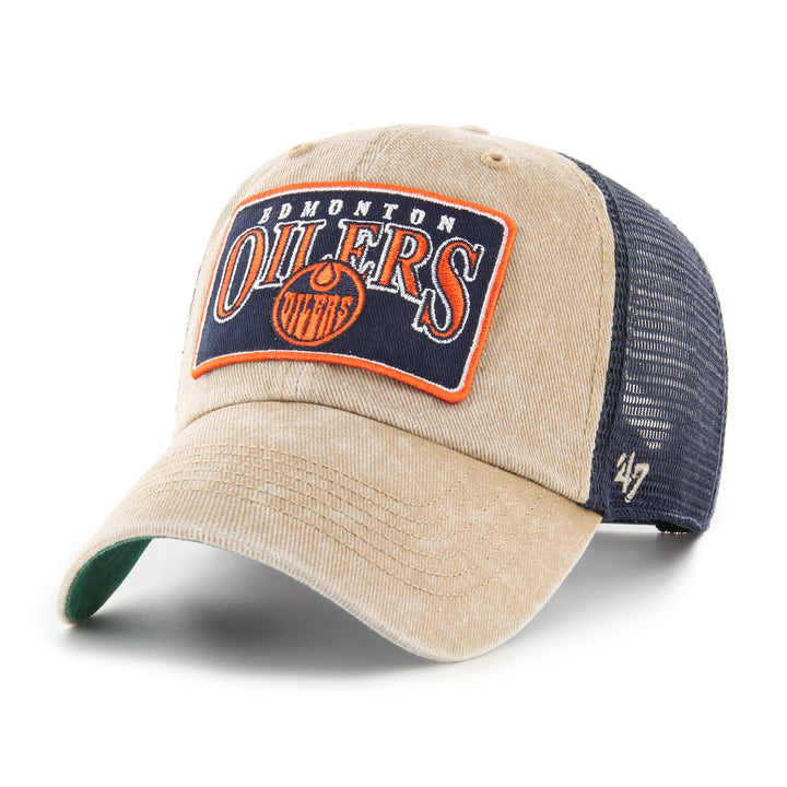 Edmonton Oilers '47 Khaki & Navy Dial Hitch Clean Up Adjustable Hat
