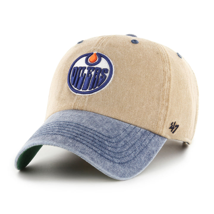 Edmonton Oilers '47 Khaki & Denim Eldin Clean Up Adjustable Hat