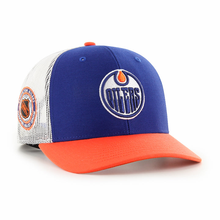 Edmonton Oilers '47 Blue & Orange Side Note Trucker Snapback Hat