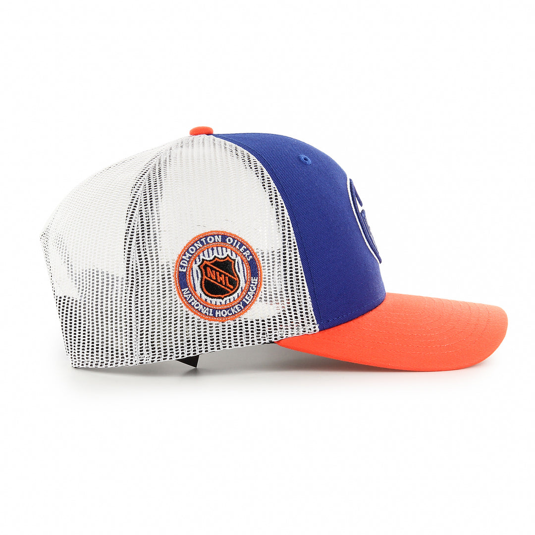 Edmonton Oilers '47 Blue & Orange Side Note Trucker Snapback Hat
