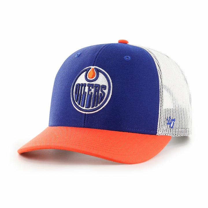 Edmonton Oilers '47 Blue & Orange Side Note Trucker Snapback Hat