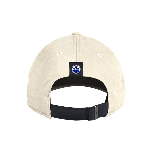 Edmonton Oilers adidas Cream & Black Hockey Slouch Adjustable Hat