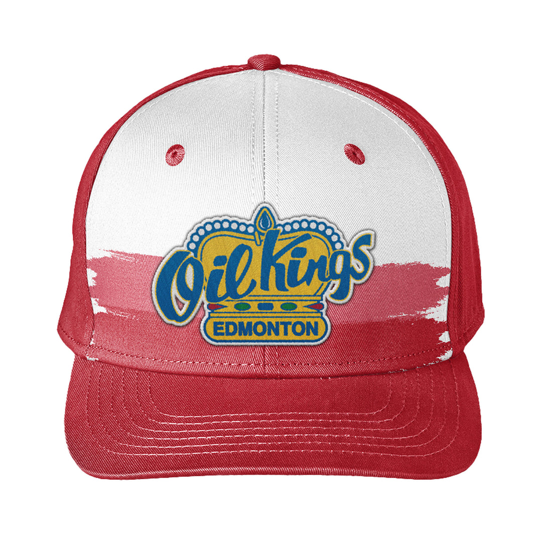 Edmonton Oil Kings Bardown Sports Red & White Retro Splash Adjustable Hat