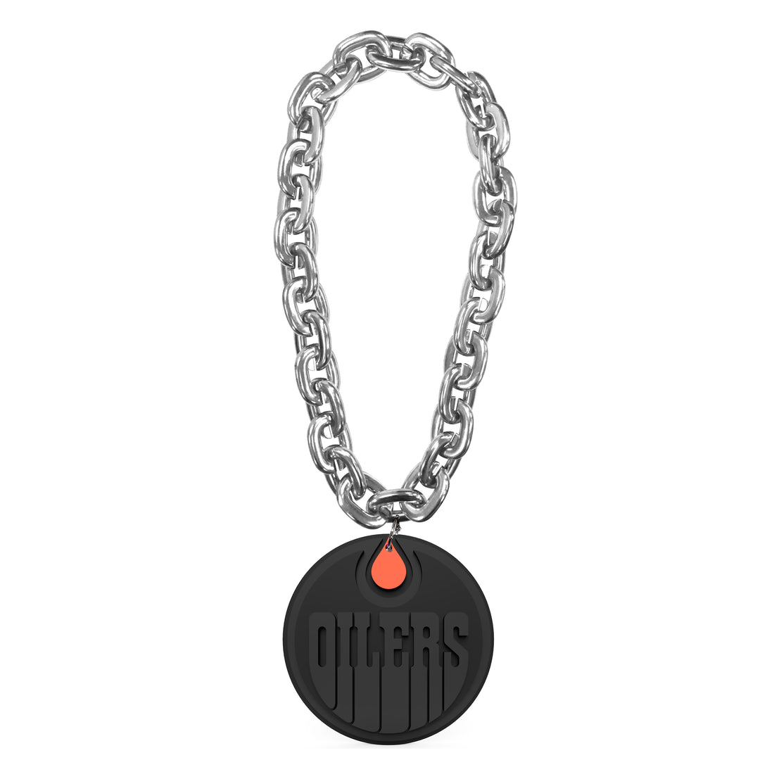 Edmonton Oilers Fan Chain Necklace - Silver/Black/Orange Oil Drop Logo
