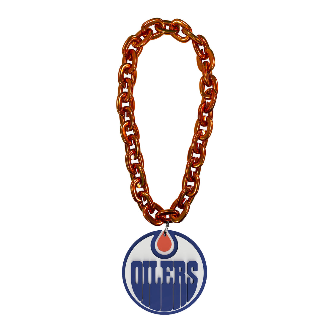 Edmonton Oilers Royal Blue & Orange Primary Logo Fan Chain Necklace - Orange Chain