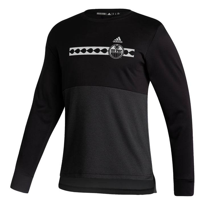 Edmonton Oilers Black & Grey Reflective Line Crewneck Sweatshirt