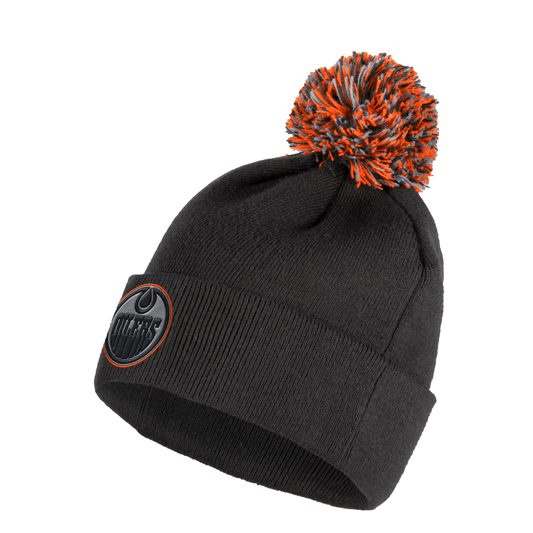 Edmonton Oilers adidas Grey Lined Cuffed Toque w/Pom