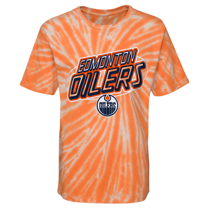 Edmonton Oilers Youth Outerstuff Newport Orange Tie Dye T-Shirt