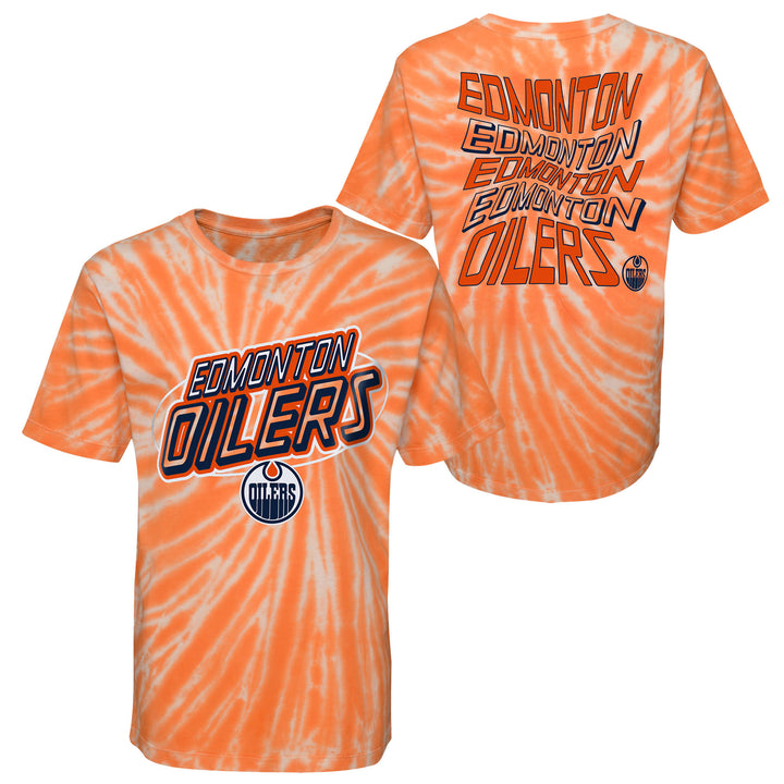 Edmonton Oilers Youth Outerstuff Newport Orange Tie Dye T-Shirt