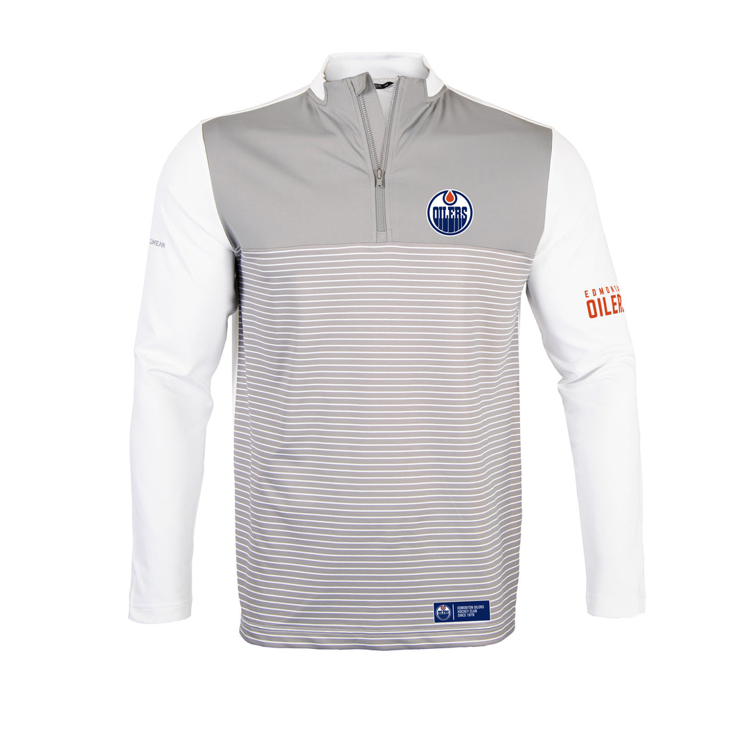 Edmonton Oilers Levelwear Wade Grey & White Half Zip Sweatshirt