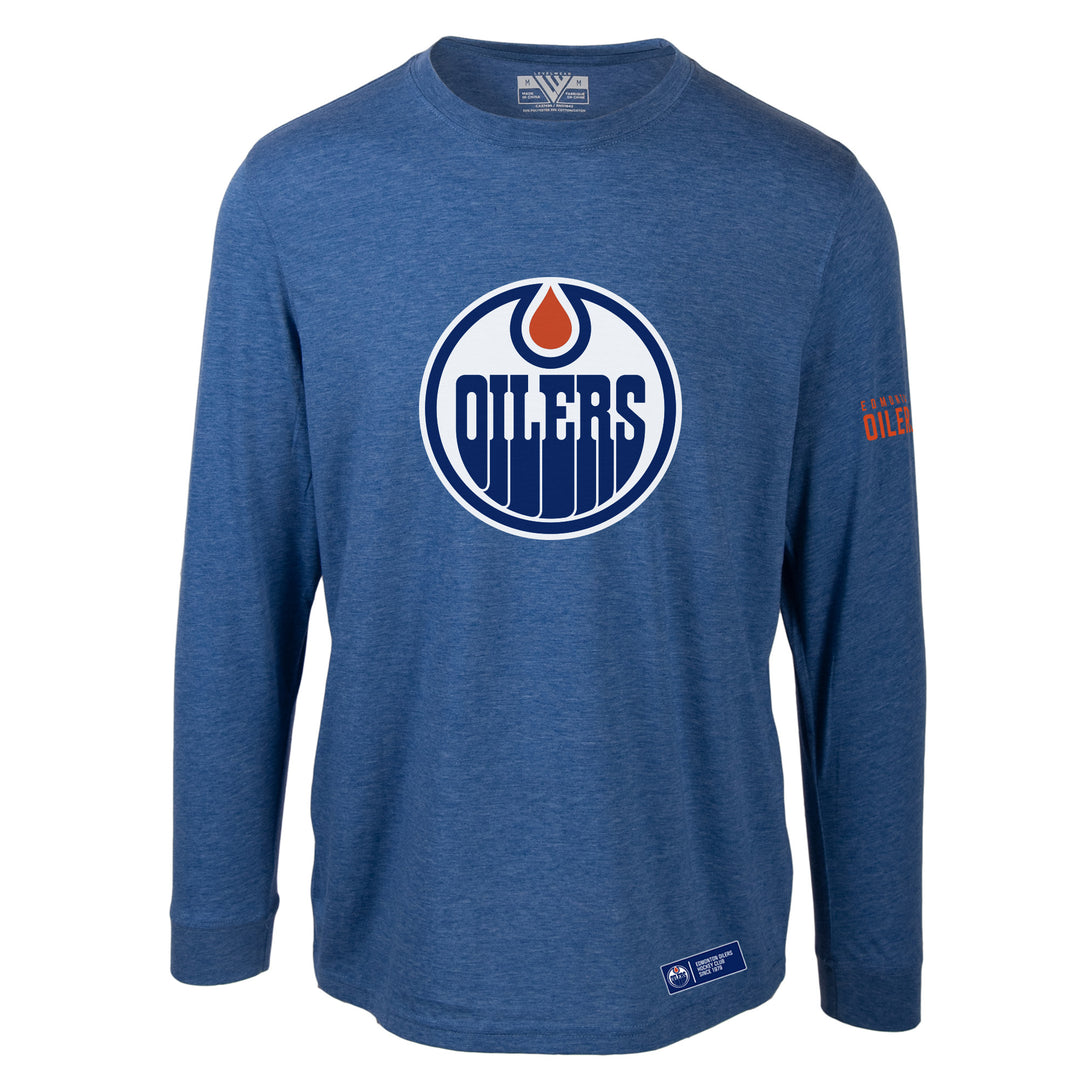Edmonton Oilers Levelwear Core Oscar Heather Royal Long Sleeve Shirt
