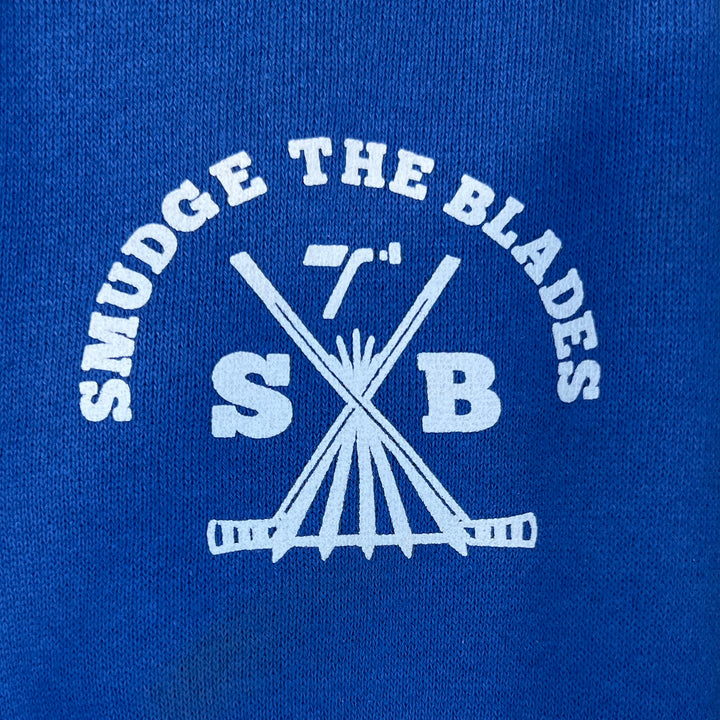 Edmonton Oilers Youth Smudge the Blades Royal Turtle Island Full Logo Hoodie