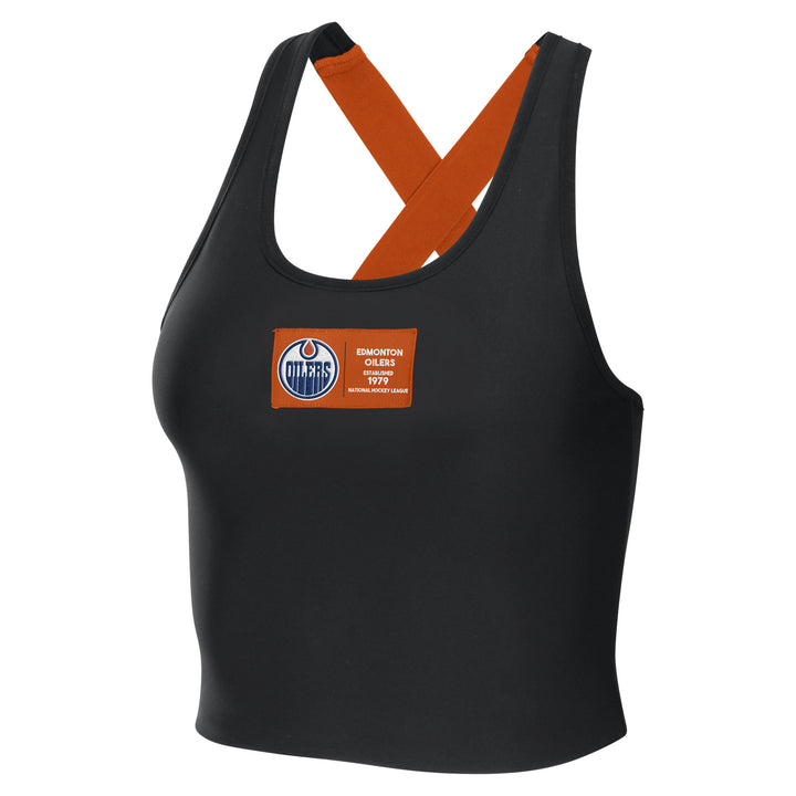 Edmonton Oilers Women's WEAR by Erin Andrews Navy Cropped Tank Top