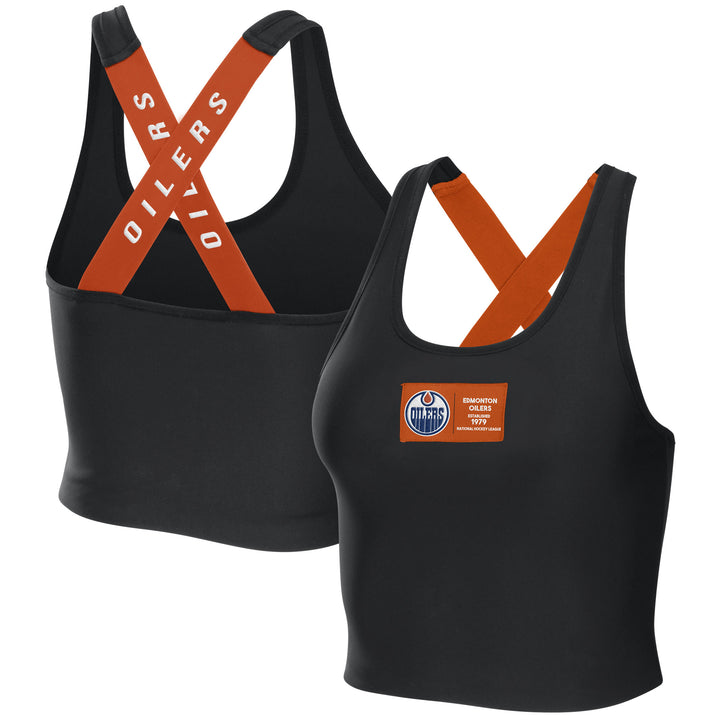 Edmonton Oilers Women's WEAR by Erin Andrews Navy Cropped Tank Top