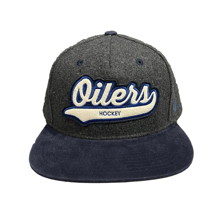 Edmonton Oilers Wool Grey/Navy Throwback Snapback Hat