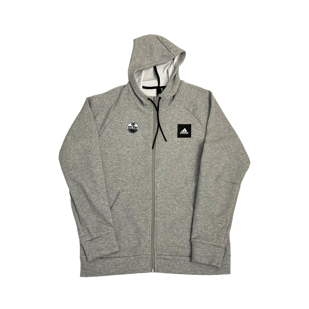 Edmonton Oilers adidas Grey Must Have Enhanced Full-Zip Hoodie
